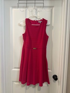 Jennifer Lopez Bright Pink Sleeveless Fit-and-Flare Dress